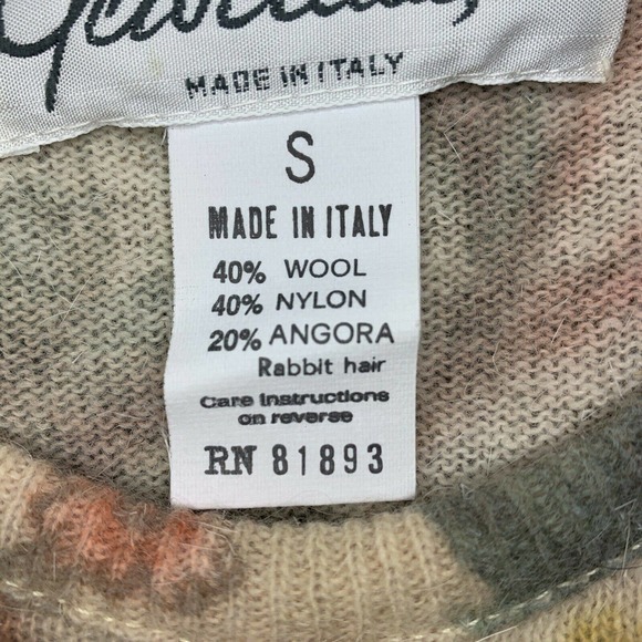 Vintage‎ GABRIELLA T Italy Linen Blend Women Sweater Sz Small Floral Multi - Picture 7 of 8